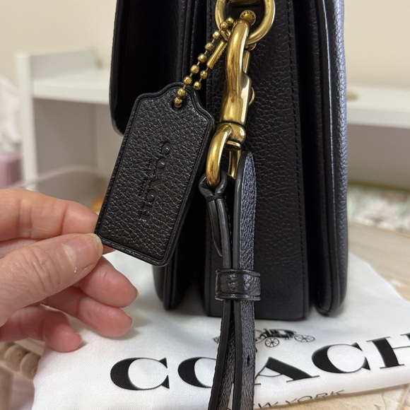 Coach Cassie Black Pebbled Leather Top-Handle Crossbody with Gold Turnlock - Picture 2 of 15